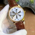 Knock off Omega Automatic Watches Gold case Silver Roman Face